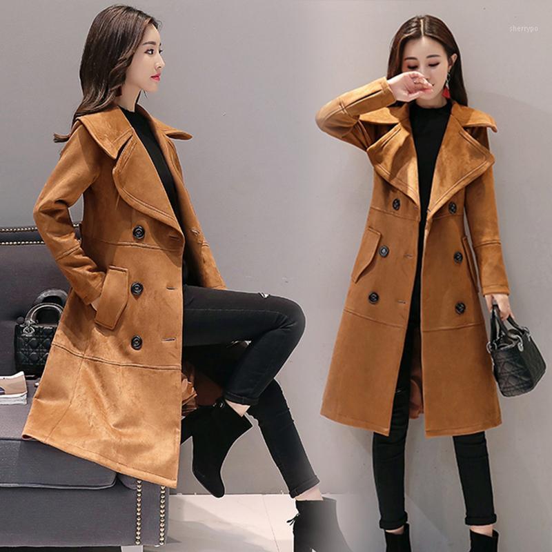 Women' Trench Coats Windbreaker Long Korean Coat Faux Deerskin Double-breasted Elegant Ladies Clothing Abrigo Mujer KJ370, Caramel colour
Women' Trench Coats Windbreaker Long Korean Coat Faux Deerskin Double-breasted Elegant Ladies Clothing Abrigo Mujer KJ370, Caramel colour