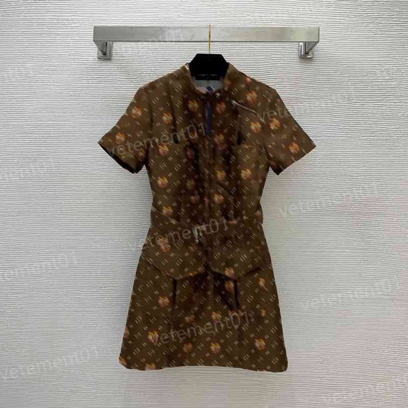 Womens Designer Dresses Fashion Brand Letter Classic Pattern Half Zip Waist Thin Short Sleeve Dress High Quality Women Clothing
Womens Designer Dresses Fashion Brand Letter Classic Pattern Half Zip Waist Thin Short Sleeve Dress High Quality Women Clothing