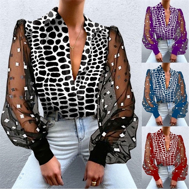 Sexy Blouse Women Lantern Sleeves V-neck Patchwork Shirt Spring Autumn Casual Loose Lace Blouses Leopard-print Ladies Tops 220407, Rd
Sexy Blouse Women Lantern Sleeves V-neck Patchwork Shirt Spring Autumn Casual Loose Lace Blouses Leopard-print Ladies Tops 220407, Rd