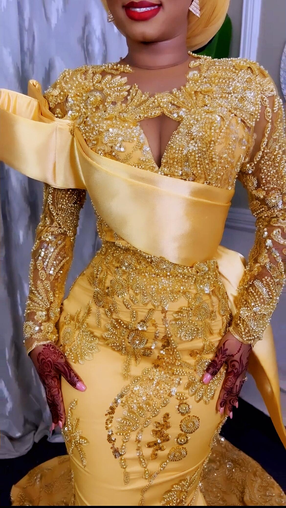 Plus Size Arabic Aso Ebi Mermaid Luxurious Gold Prom Dresses Sequined Lace Evening Formal Party Second Reception Birthday Engagement Gowns Dress ZJ621