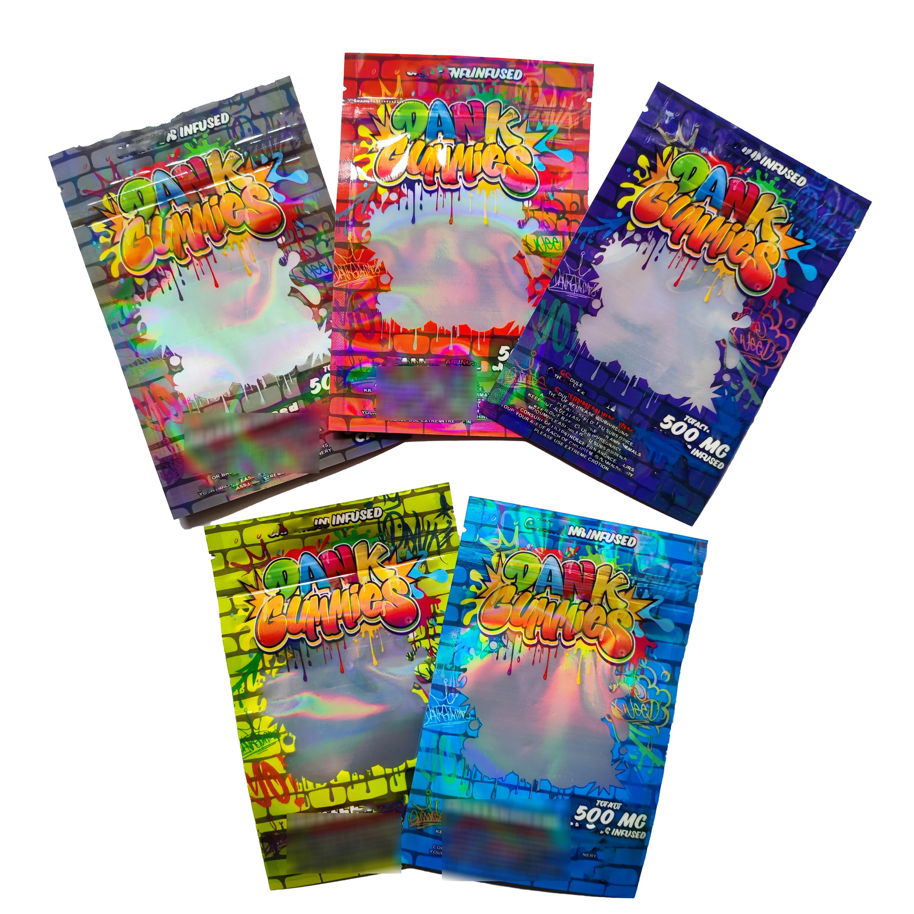 Holographic Dank Gummies edibles Packaging Mylar Bag 500MG Edible Candy Gummies Stand Pouch Hologram SmellProof Bags Retail Zipper Package
Holographic Dank Gummies edibles Packaging Mylar Bag 500MG Edible Candy Gummies Stand Pouch Hologram SmellProof Bags Retail Zipper Package