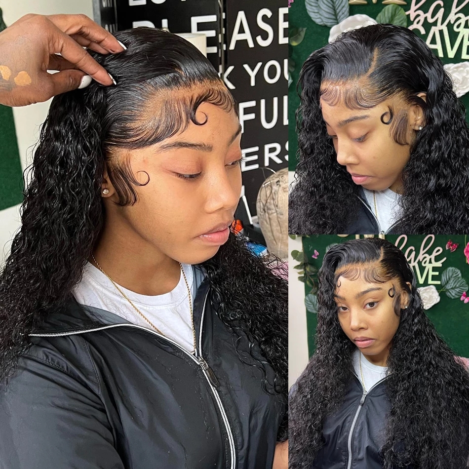 Free shipping Long Deep Water Wave Lace Front Brazilian Wigs With Natural Hairline For Black Women Synthetic Frontal Closure Wig