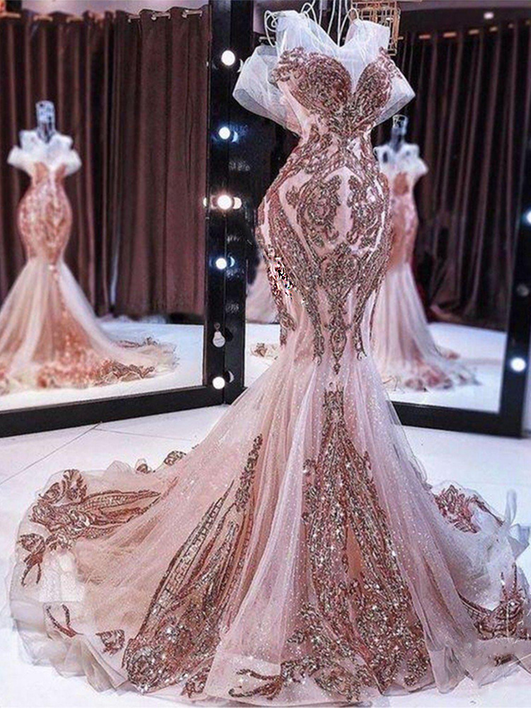 2025 Mermaid Prom Dress Evening Dresses Pink Sparkly Sequins Gown Formal Party Dresses Robe De Soiree Vestido De Novia