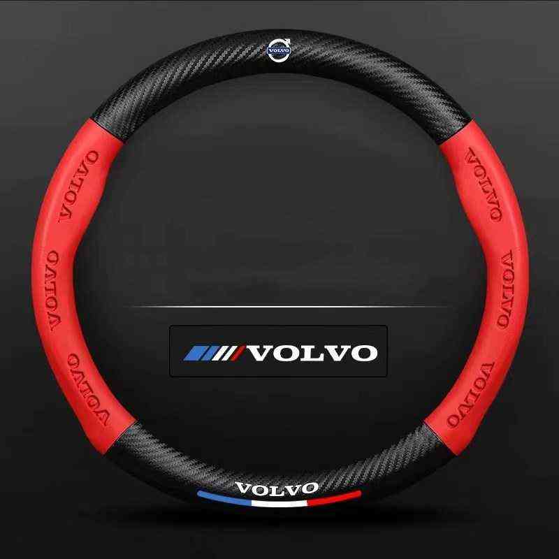 Car Carbon Fiber Steering Wheel Cover AntiSlip Suitable For Volvo V40 V60 V70 V80 V90 S40 S60 S80 s90 XC60 XC40 XC90 T4 T5 Awd J220808