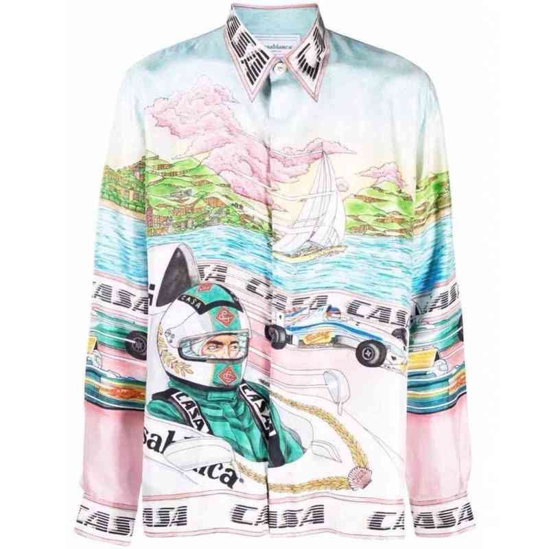 Casablanca 21ss racing print Sicilian sailboat coast men' and women' Hawaiian Long Sleeve Shirt, Pink
Casablanca 21ss racing print Sicilian sailboat coast men' and women' Hawaiian Long Sleeve Shirt, Pink