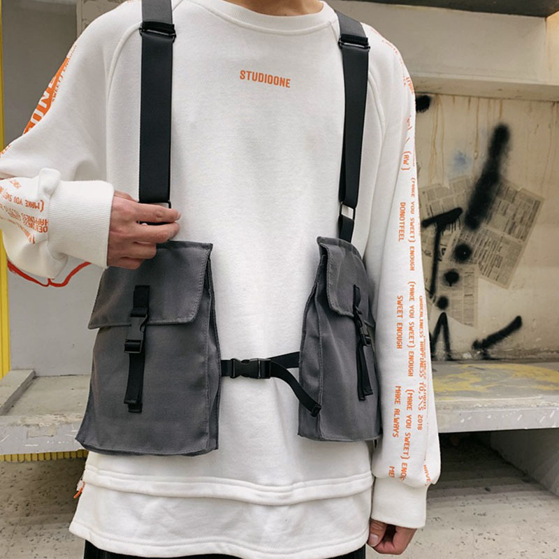 Tactical Vest Streetwear Bag for Women Hip Hop Chest Rig Waist Bag Adjustable Multiple Pockets Unisex Waist Pack Chest Bag HW712 220513