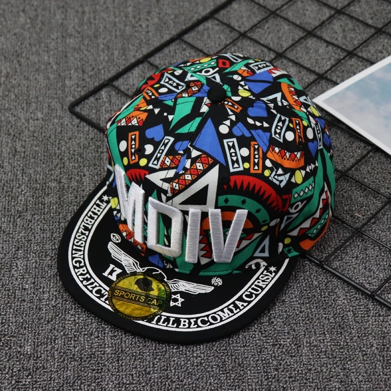 ParentChild Childrens Hat Baby Girl Summer MDIV Letter Embroidery Hit Color Totem Flat Edge Hip Hop Hat Baby Boy Sun Hat 220519