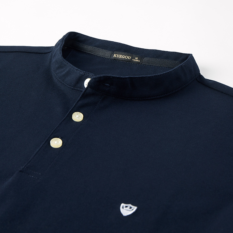KUEGOU Clothing Men's Polo Shirts Short Sleeve Fashion Embroidery For Men Summer High Quality Slim Top Plus Size 3383 220419