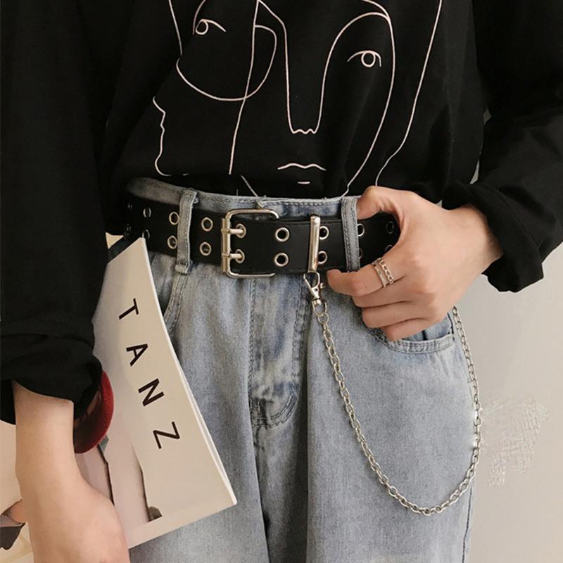 Belts Women Punk Chain Fashion Harajuku Belt Adjustable Double/Single Row Hole Eyelet Waistband With Decorative Waist, Black;brown
Belts Women Punk Chain Fashion Harajuku Belt Adjustable Double/Single Row Hole Eyelet Waistband With Decorative Waist, Black;brown