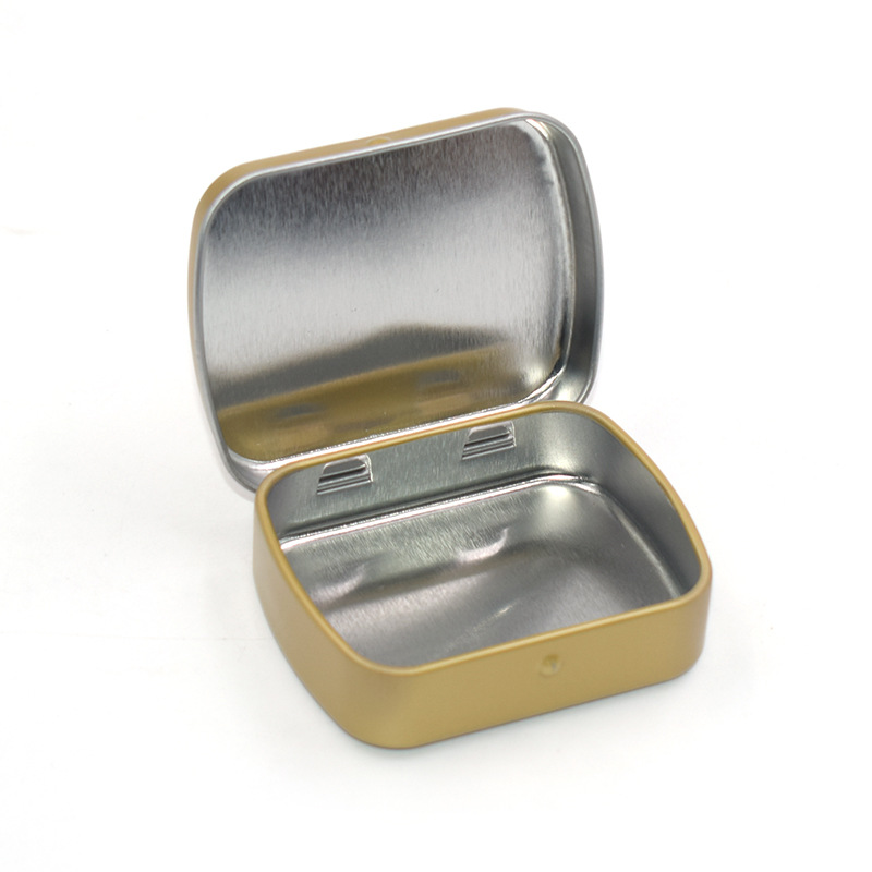 60*47*15mm small black white mini rectangular hinged lid metal tins tin box case hinge