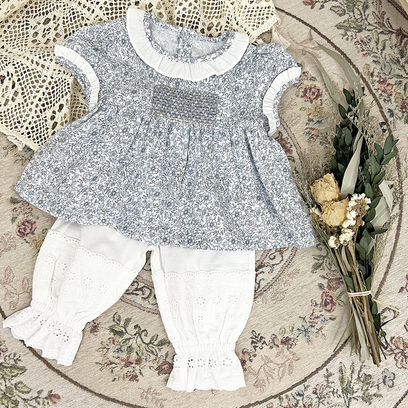 deer jonmi Spring Summer Korean Style Baby Girls Lace Lantern Pants Solid Color Embroidery Toddlers Kids Cotton Trousers 220512