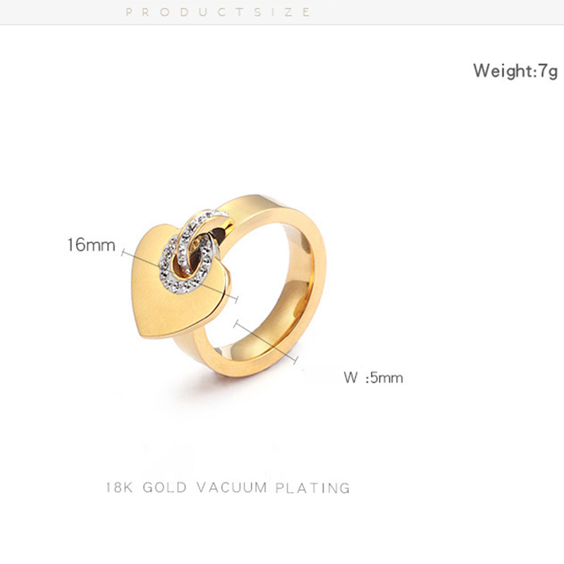Real Love Heart Promise Ring Stainless Steel 18k Gold Plated Couple Wedding Ring Jewelry
