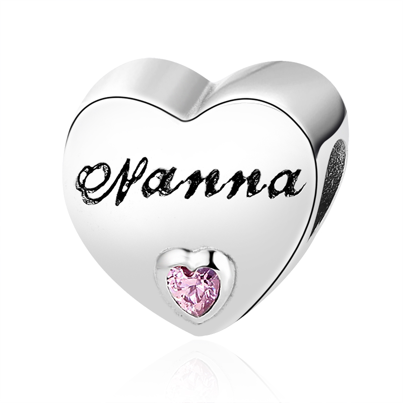 S925 Sterling Silver Dangle Charm New Heart Shape Original European Nanna Niece Girlfriend Beads Bead Fit Charms Bracelet DIY Jewelry Accessories
