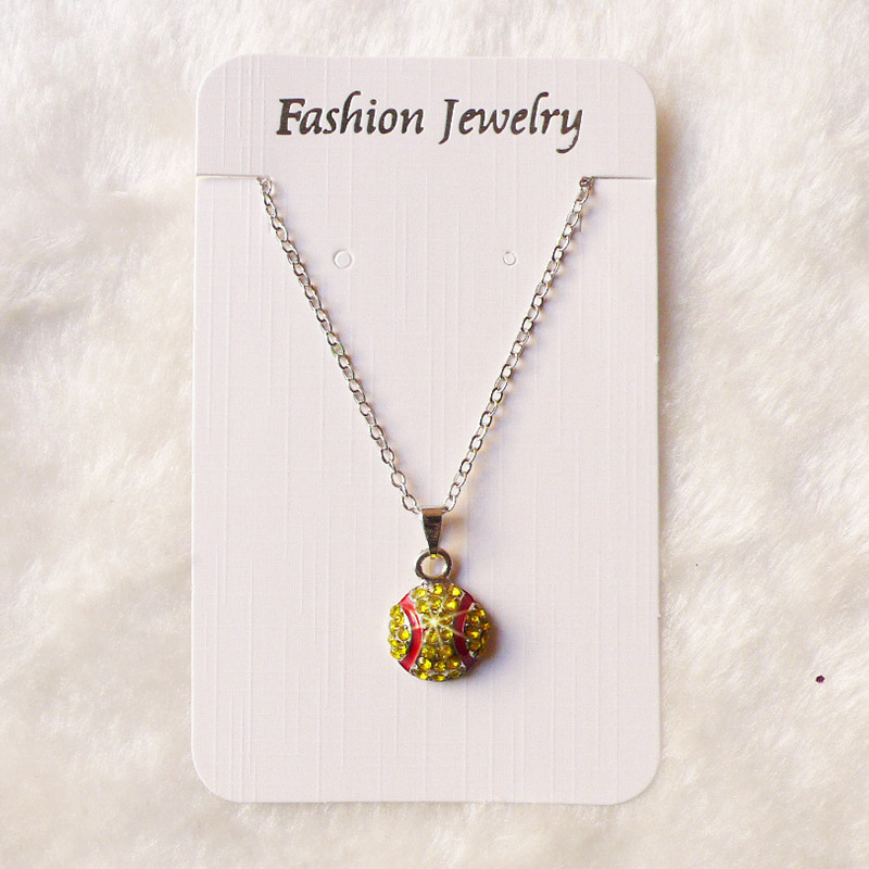 Sporty Diamond Crystal Necklace Volleyball Softball Baseball Football Soccer Sport Necklaces for Men Women Fan Jewelry Top Quality