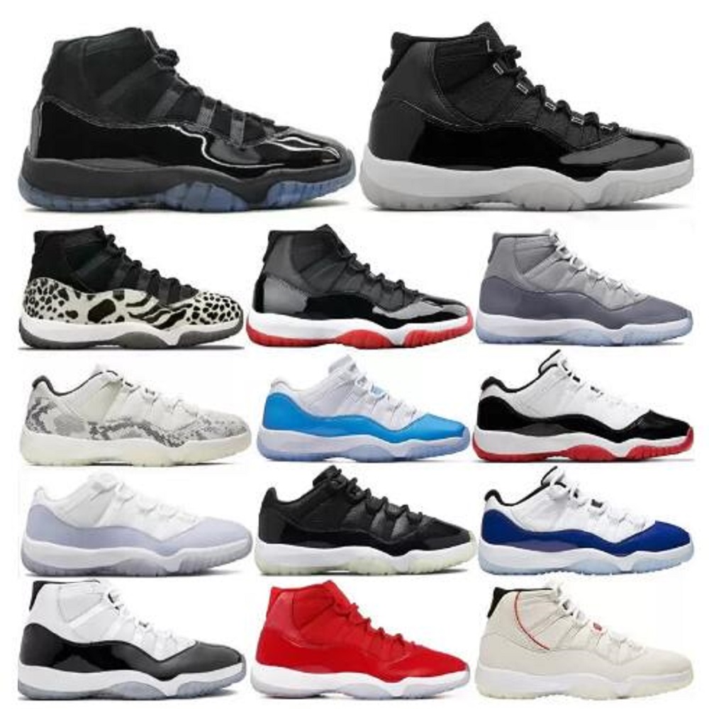 

11 11s Basketball Shoes Man Woman Mens Sneakers Space Jam Cap and Gown High Concord Platinum Tint Barons Legend Blue 25th Anniversary Low White Bred Men women Trainers, # 41