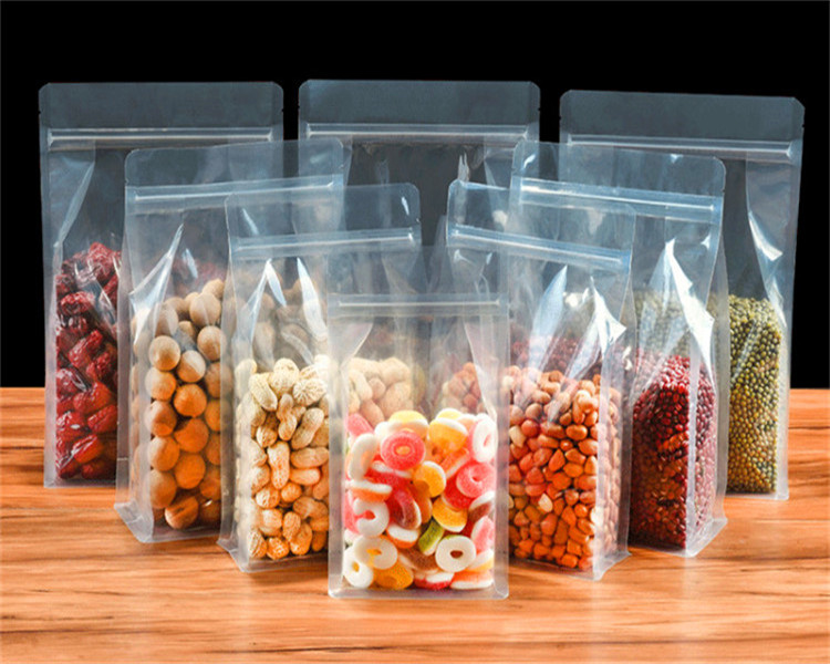 100pcs 3D Clear Stand up Packaging Bag Thick Barrier Meat Chicken Sausage Snack Rice Cereals Wedding Party Gifts Display Heat Sealing Storage Pouches
