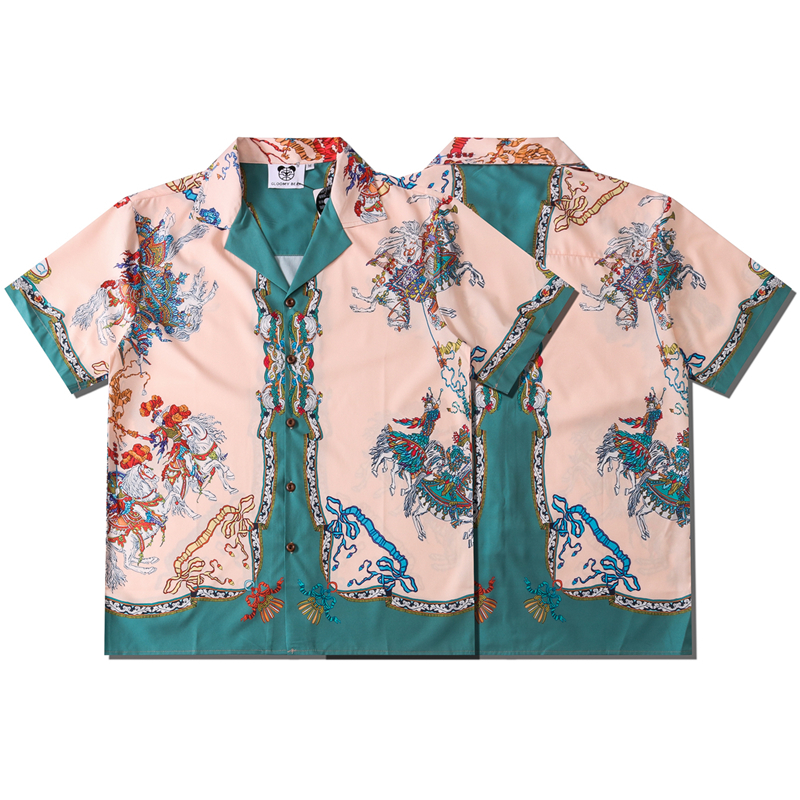OSCN7 Casual Printed Short Sleeve Shirt Men Street Hawaii Beach Oversize Women Fashion Harujuku Shirts for CSD60 220322