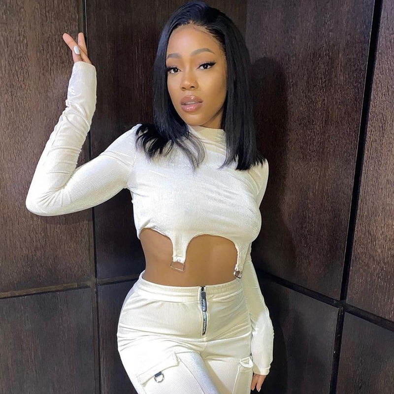 Tunic Chic Korean Autumn Tops Sexy Crop Women T-Shirts Solid Female Ribbed T Shirt for Knitted Tees G28 220328