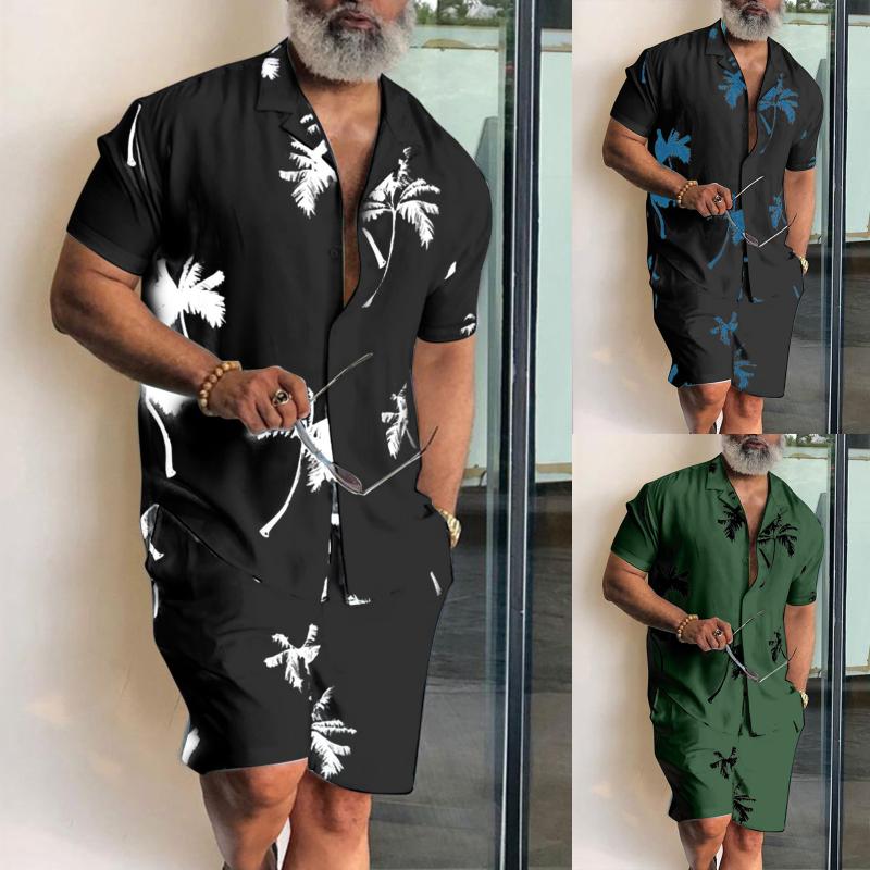 Men's Tracksuits Mens Summer Large Size Shirt Set Fitness Outdoor Two-piece Suit Andhome Clothes Pajamas Comfy Loose Simple Beach Sets