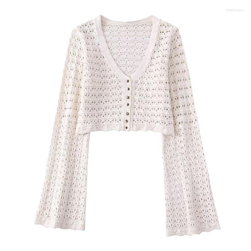 Women' Knits & Tees Women' 2022 Fashion Hollow Knit Cardigan Casual Short V-neck Flared Sleeves Chic Button Decoration Female Retro Sw, Beige
Women' Knits & Tees Women' 2022 Fashion Hollow Knit Cardigan Casual Short V-neck Flared Sleeves Chic Button Decoration Female Retro Sw, Beige