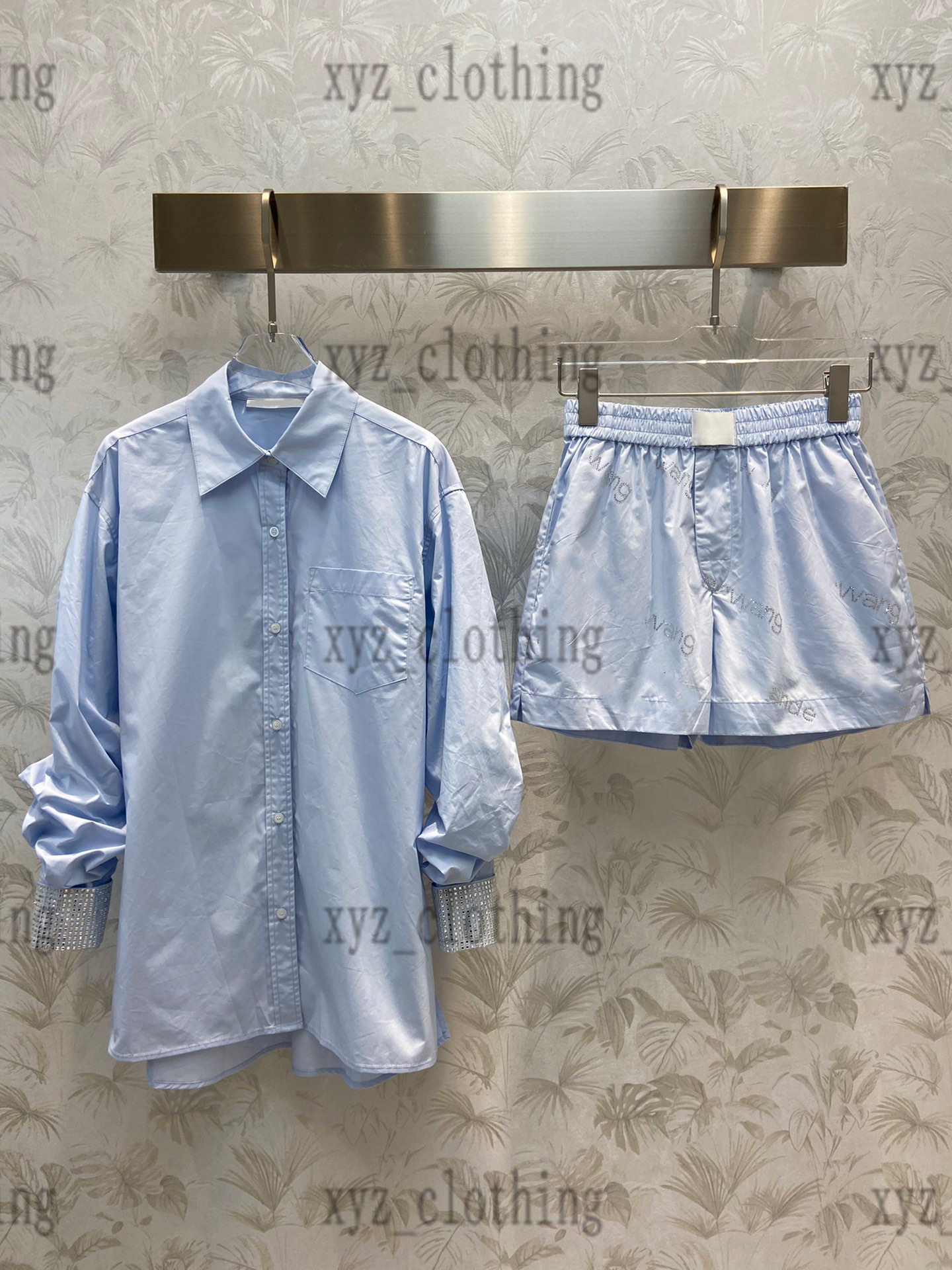 womens dress 22ss newly summer sets high-end shirts long sleeve polo shirt Elastic Waist Shorts Oversized Shirt Heavy industry letter flash drill series suits, 02
womens dress 22ss newly summer sets high-end shirts long sleeve polo shirt Elastic Waist Shorts Oversized Shirt Heavy industry letter flash drill series suits, 02