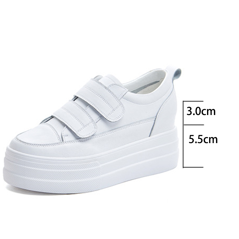 8cm Hook Loop Women Sneakers Platform Genuine Leather White Classical Slip on Spring Autumn Wedge Heel Shoes Vulcanzied, White hook loop
8cm Hook Loop Women Sneakers Platform Genuine Leather White Classical Slip on Spring Autumn Wedge Heel Shoes Vulcanzied, White hook loop