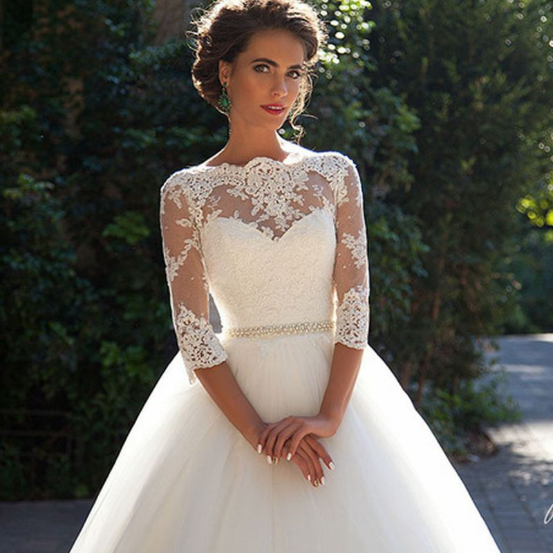 Ball Gown Wedding Dresses Off The Shoulder Lace 3D Floral Appliques Arabic Bridal Gowns Long Vintage Robes De Soiree Pearls 403