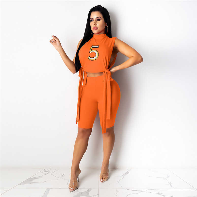 Summer 2023 Tracksuits for Women Tank Tops Shorts 2 Piece Sets Split Bandage Letter Sweatsuits Clothes