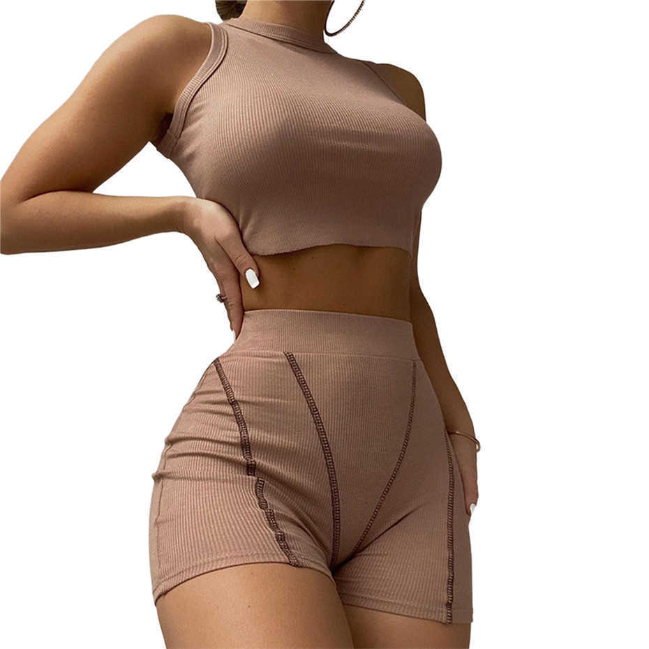Summer 2023 Casual Shorts Suits Women Tracksuits 2 Piece Set Outfits Crop Top Sleeveless Sportsuit Fashion Clothing