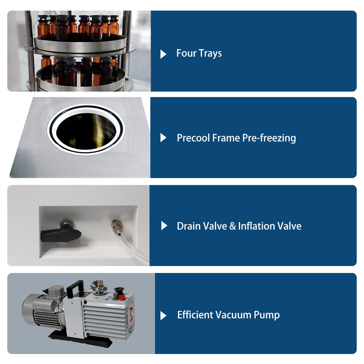 ZZKD Lab Supplies -60 Celsius Freeze Dryer Small Ordinary Multi Manifolds Vacuum Sublimation Dryer