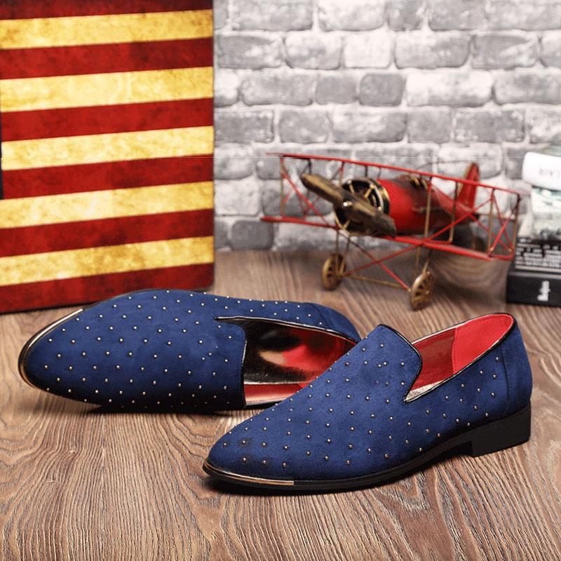 Dress Shoes CIMIM Brand Leather Men Black Rivet Decoration Mens Fashion Formal Wedding Plus Size 38-48, Blue 
Dress Shoes CIMIM Brand Leather Men Black Rivet Decoration Mens Fashion Formal Wedding Plus Size 38-48, Blue