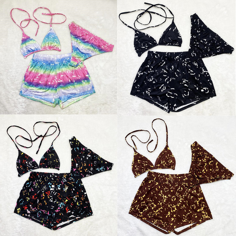 3pcs Set Women Swimwear Classic Letter Bikini Suit Fashion Designer Lace-up Bra Crop Top and Briefs and Shorts 3 Piece Outfits Sexy Lady Swimsuit Beachwear S-2XL INS, Randomly mixed colors
3pcs Set Women Swimwear Classic Letter Bikini Suit Fashion Designer Lace-up Bra Crop Top and Briefs and Shorts 3 Piece Outfits Sexy Lady Swimsuit Beachwear S-2XL INS, Randomly mixed colors