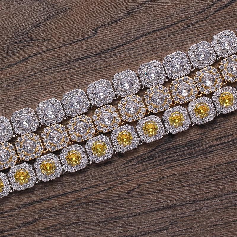Chains 12mm Wide Hip Hop Bg Iced Out Geometric Square 5A CZ Stone Tennis k Chain Chokers Necklaces For Women Men Rapper JewelryChains