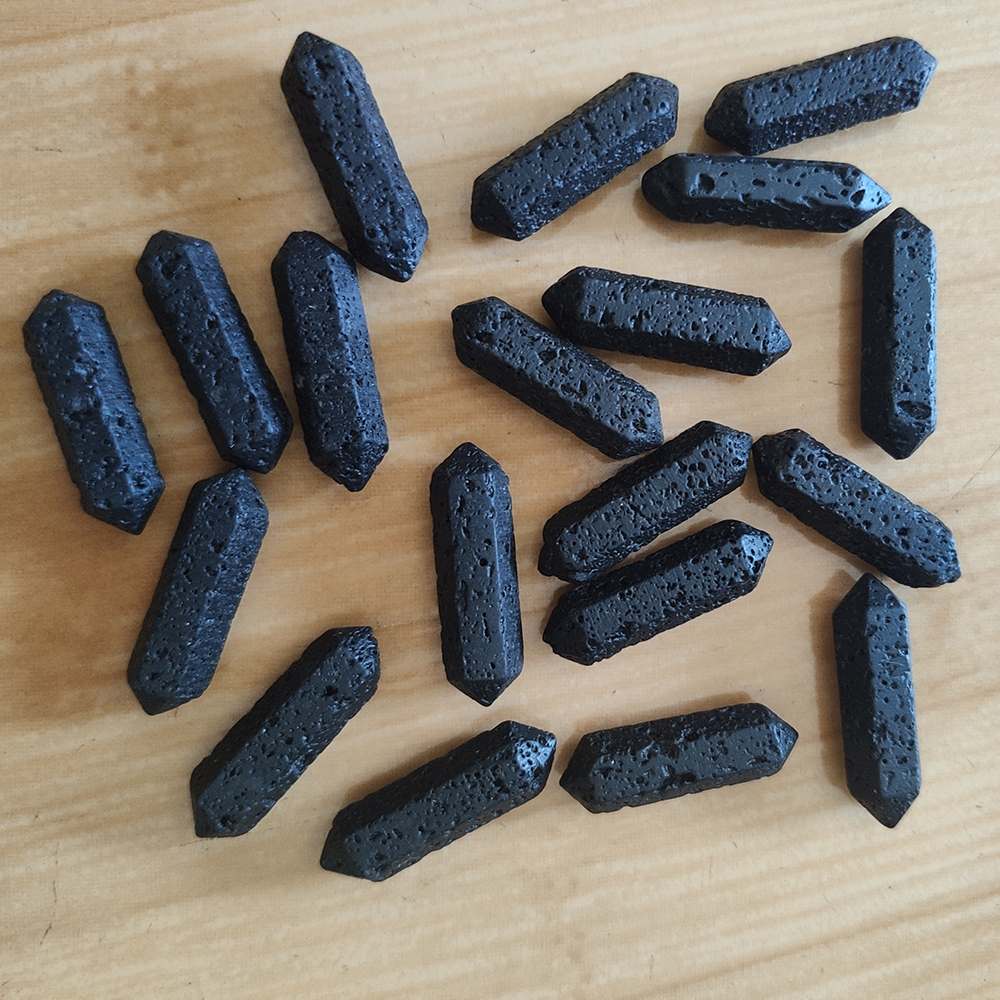 Hexagon Prism Lava Stone Charms Aromatherapy Essential Oil Perfume Diffuser Pendant For Lava Necklace Jewelry Making