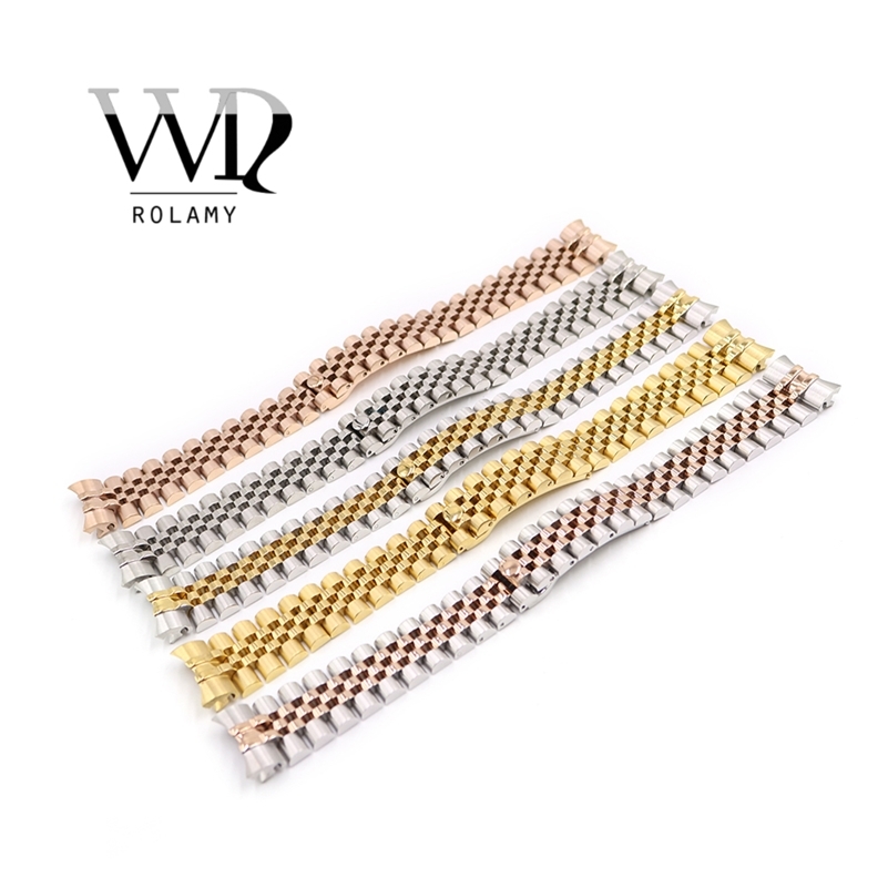 Rolamy 20mm 316L Stainless Steel Jubilee Silver Two Tone Rose Gold Wrist Watch Strap Bracelet Solid Screw Links Curved End 220811
Rolamy 20mm 316L Stainless Steel Jubilee Silver Two Tone Rose Gold Wrist Watch Strap Bracelet Solid Screw Links Curved End 220811