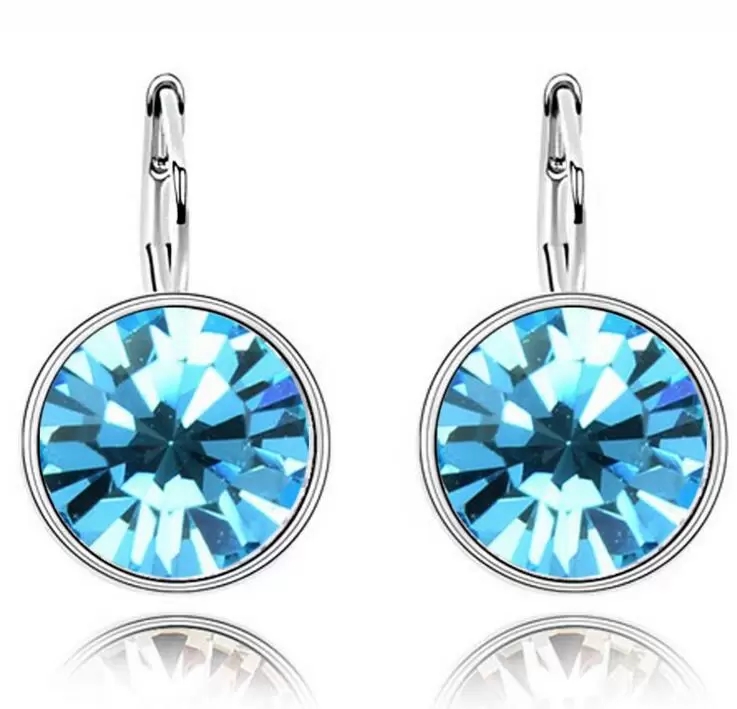 Designer Round Crystal Dangle Earring for Women Shiny Diamond Clip On Earrings Luxury Austrian Ctystal Circle Drop Earrings Fashion Birthday Wedding J