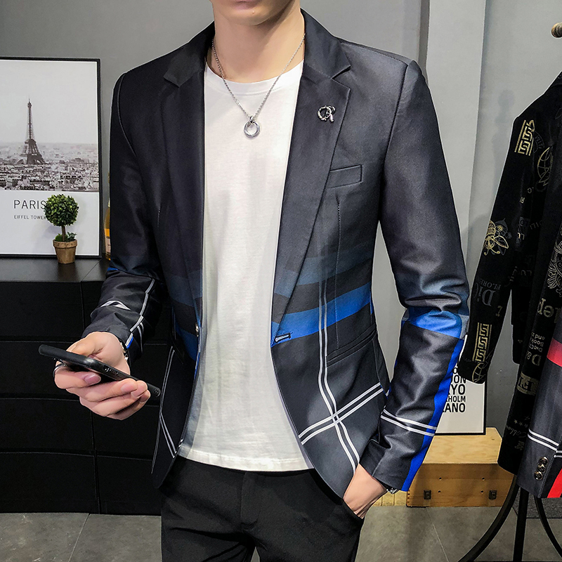 Men Suit Jackets Spring Autumn Plaid Slim Business Formal Casual Check Blazers Office Work Party Prom Wedding Groom coat 220409