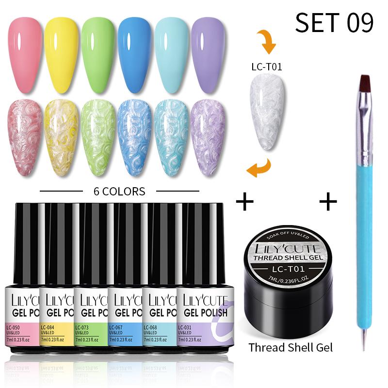 Nail Art Kits LILYCUTE Thread Shell Gel Polish Set Varnish Semi-Permanent UV Base Top Coat Manicure DIY Design
Nail Art Kits LILYCUTE Thread Shell Gel Polish Set Varnish Semi-Permanent UV Base Top Coat Manicure DIY Design