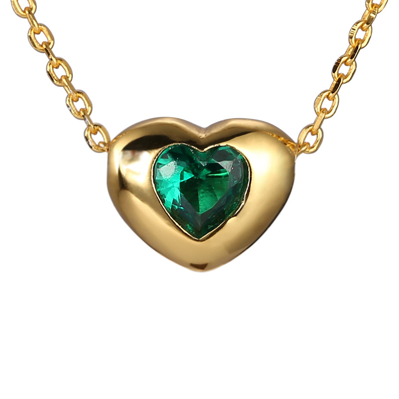 Cz Cubic Zirconia Delicate Pendant Necklaces Link Chain 925 Sterling Silver Heart Single Stone Necklace For Women