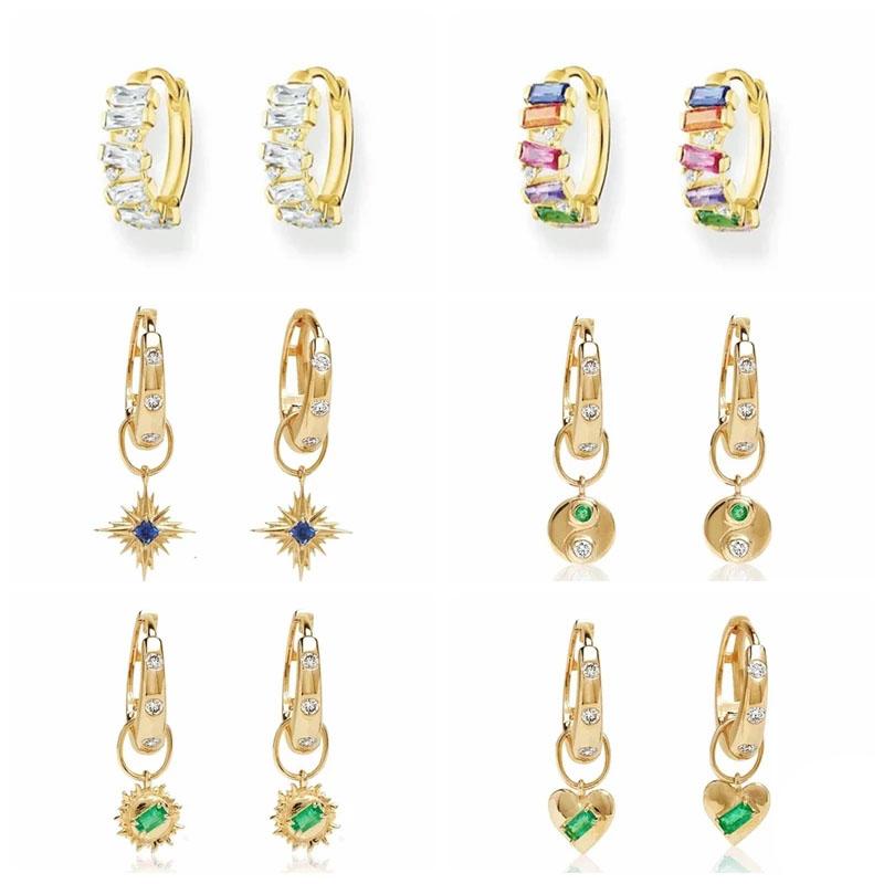 Hoop & Huggie Aide Gold Color Silver Rainbow Rectangle Zircons Earrings With Star Heart Charm For Women PendientesHoop
Hoop & Huggie Aide Gold Color Silver Rainbow Rectangle Zircons Earrings With Star Heart Charm For Women PendientesHoop