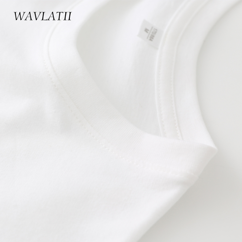 WAVLATII Women Cotton T shirts Female Soft White Black Tees Lady Plus Size Basic Tops for Summer WT2102 220511