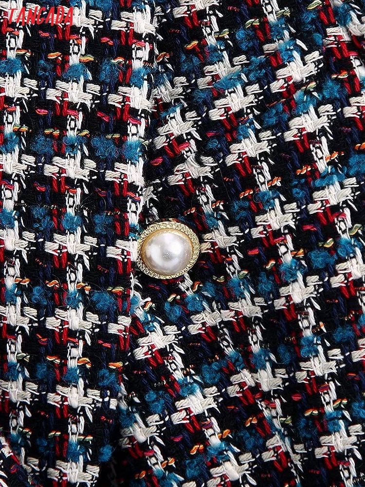 Tangada Women Thick Tweed Double Breasted Blazer Coat Vintage Long Sleeve Office Lady Female Outerwear BE449 220402