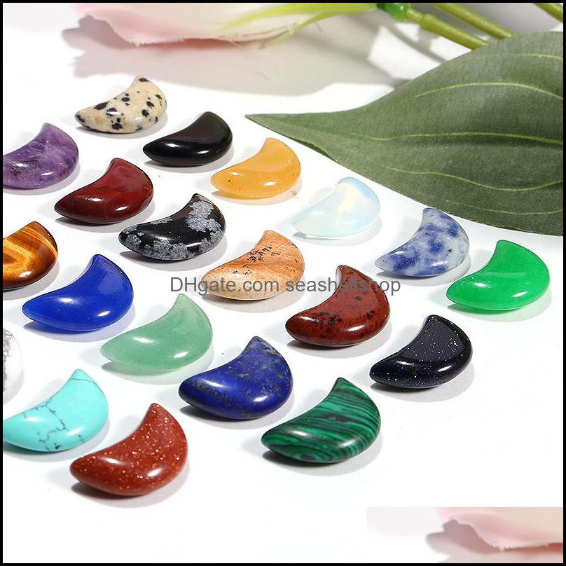 Stone Wholesale Custom Natural Crystal Small Crescent Healing Moon Stones For Jewelry Making Bend Crafts Ornament 13X18Mm Dhseller2010 Dh6Ja