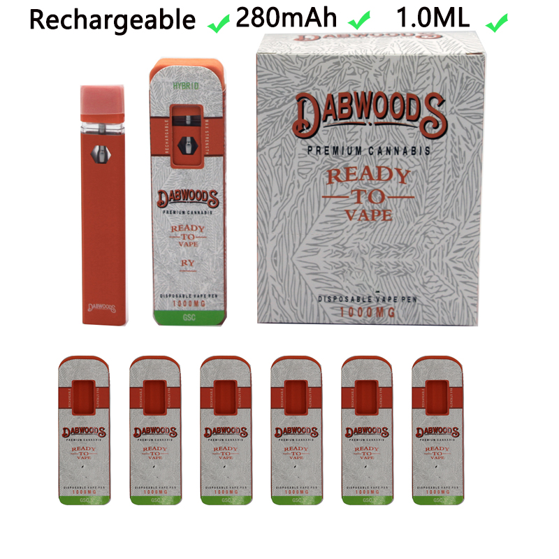 Dabwoods Disposable Vape Pens E Cigarettes 1.0ml Empty Oil Cartridges Device Pods 280mAh Rechargeable Vapes With Micro USB Charger 10 Strains
Dabwoods Disposable Vape Pens E Cigarettes 1.0ml Empty Oil Cartridges Device Pods 280mAh Rechargeable Vapes With Micro USB Charger 10 Strains