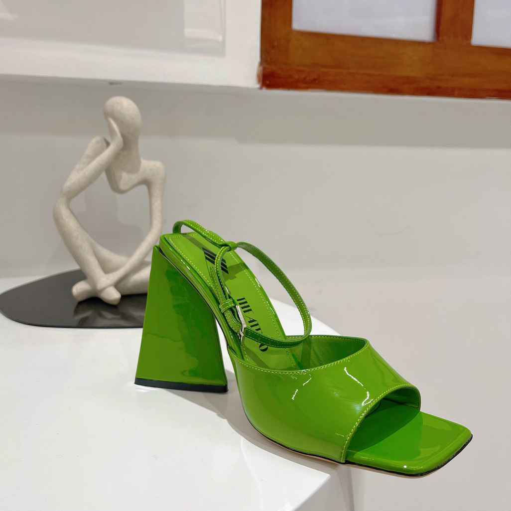 The Attico Piper 115 chunky Heeled Ankle wrap Sandals Green patent block heel high heels shoes slip on slides open toes shoe women luxury designers factory footwear, Black 
The Attico Piper 115 chunky Heeled Ankle wrap Sandals Green patent block heel high heels shoes slip on slides open toes shoe women luxury designers factory footwear, Black
