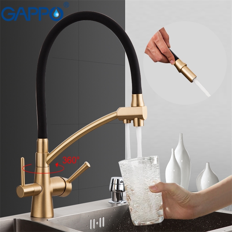 GAPPO G43981 kitchen faucet gold kitchen Mixer tap with filtered water tap Brass faucet mixer water crane torneira para cozinha T200810