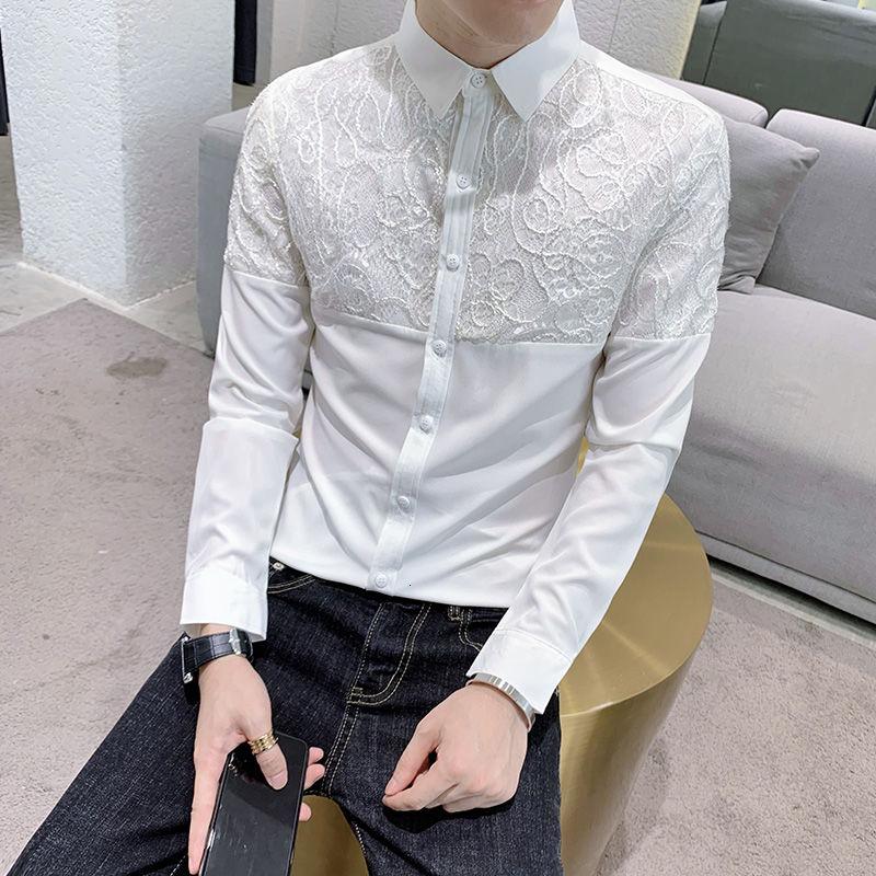 Men's Dress Shirts Club Camisas Masculinas Korean Men Clothes Black White Retro Lace Shirt Autumn Long Sleeve Slim Fit Social Shirt
Men's Dress Shirts Club Camisas Masculinas Korean Men Clothes Black White Retro Lace Shirt Autumn Long Sleeve Slim Fit Social Shirt