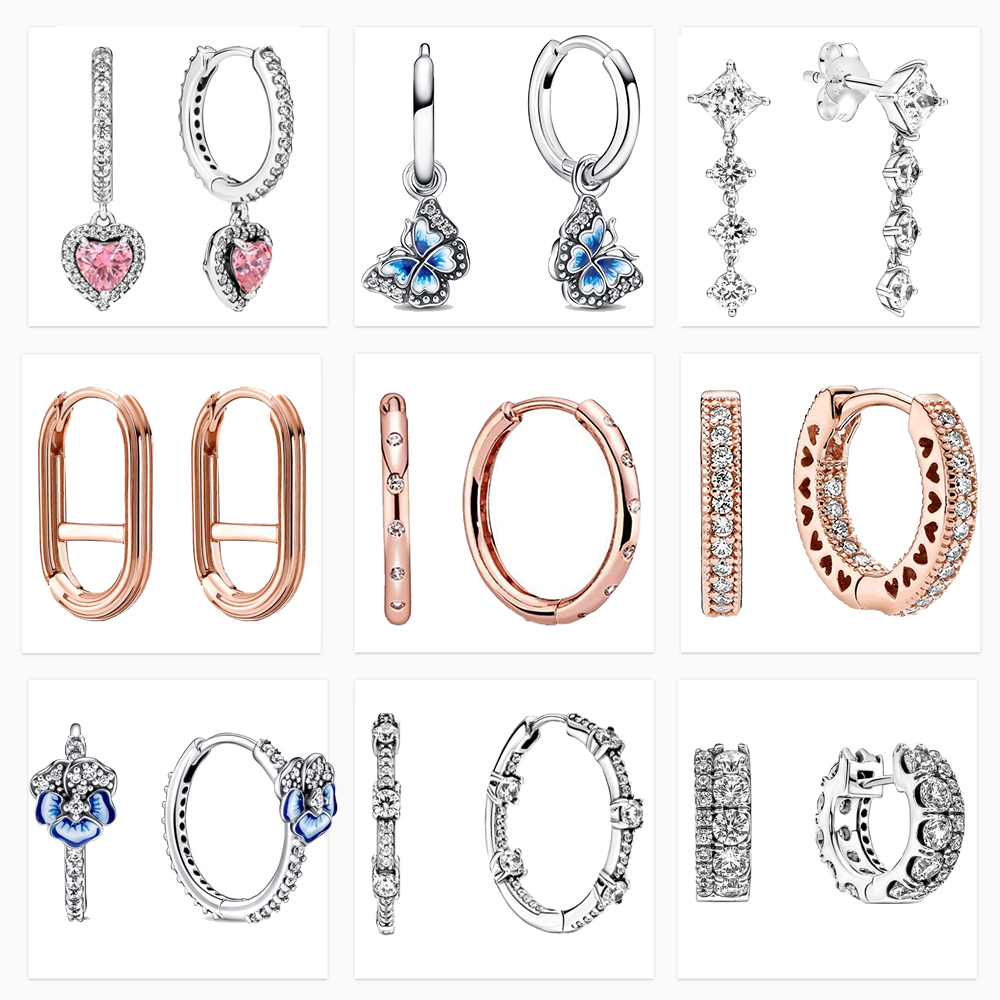 charm new 925 sterling silver stud rose gold diamond hoop earrings pendant womens wedding jewelry gifts fashion accessories 1