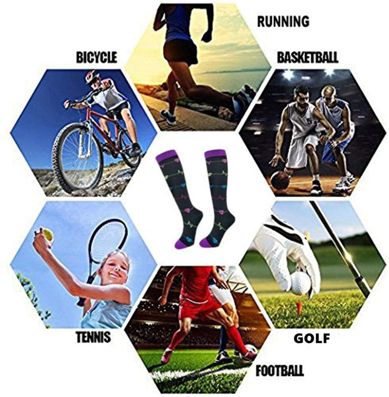 3/6/7 Pairs/Pack Compression Stocking Women Knee High Edema Anti Fatigue Diabetes Varicose Veins Summer Running Sports Socks 220706