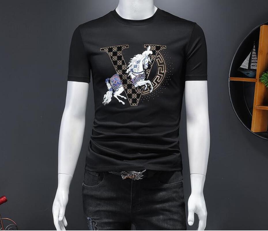 Men's Short Sleeve T-Shirt 2022 Summer New Daily Youth Cartoon Anime Round Neck Slim Fit Black Spot T-Shirt